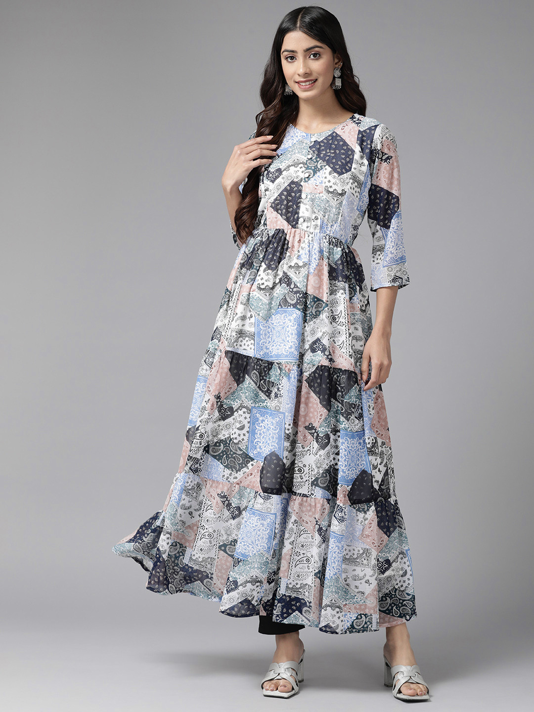 

Aarika Women Ethnic Motifs Printed Anarkali Kurta, Blue