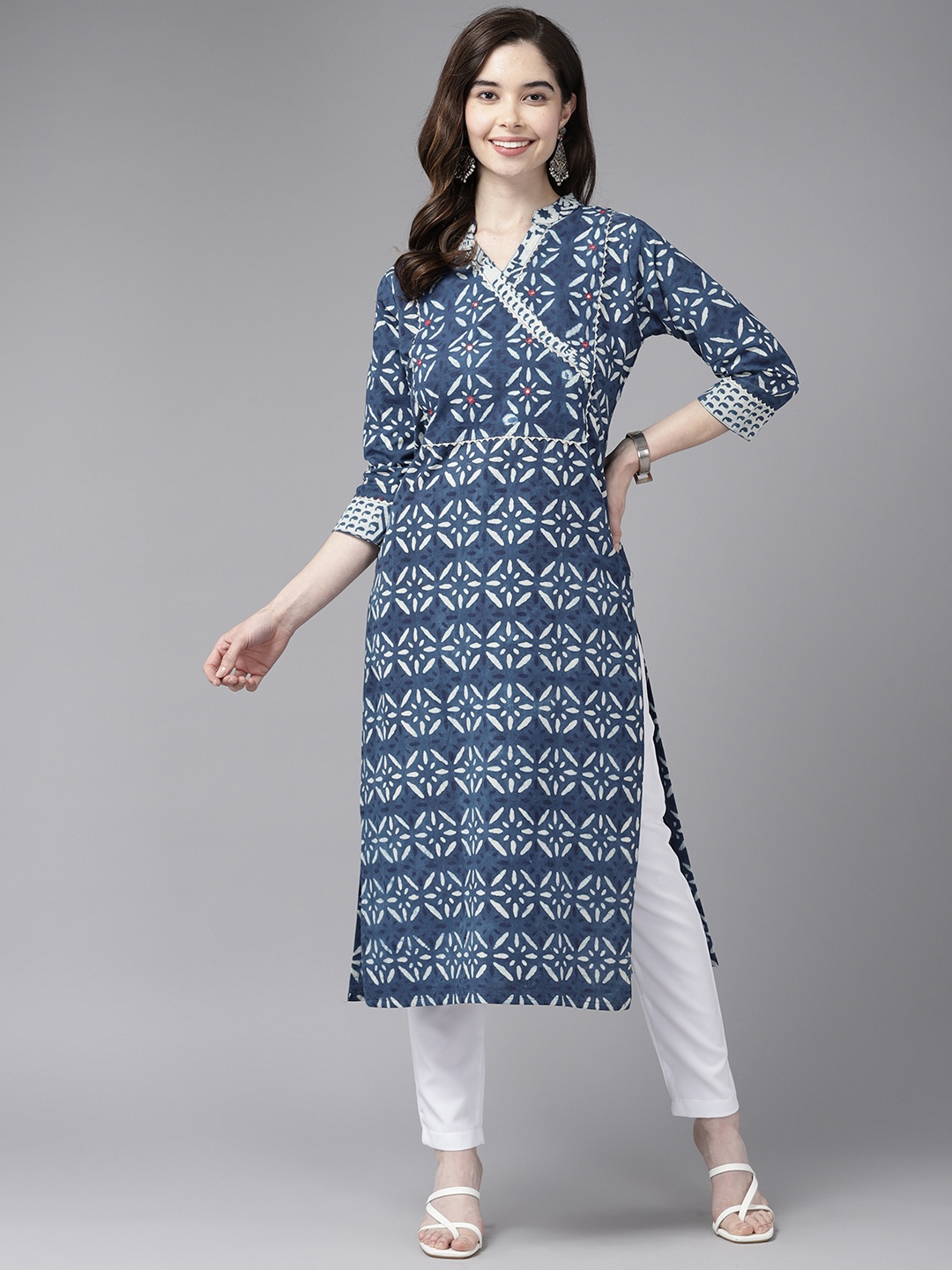 

Aarika Women Ethnic Motifs Printed Cotton Kurta, Blue