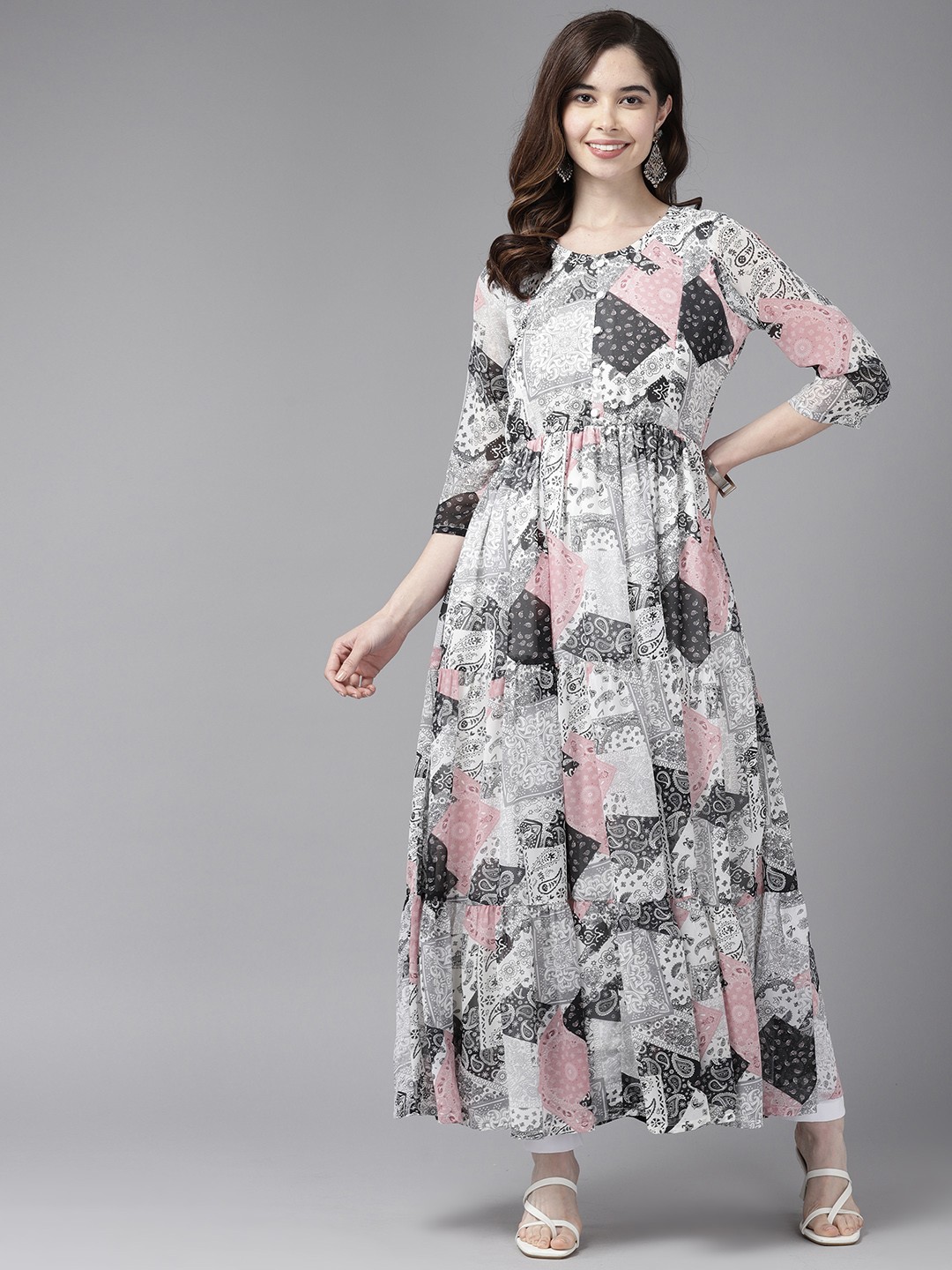 

Aarika Women Ethnic Motifs Printed Cotton Kurta, Grey