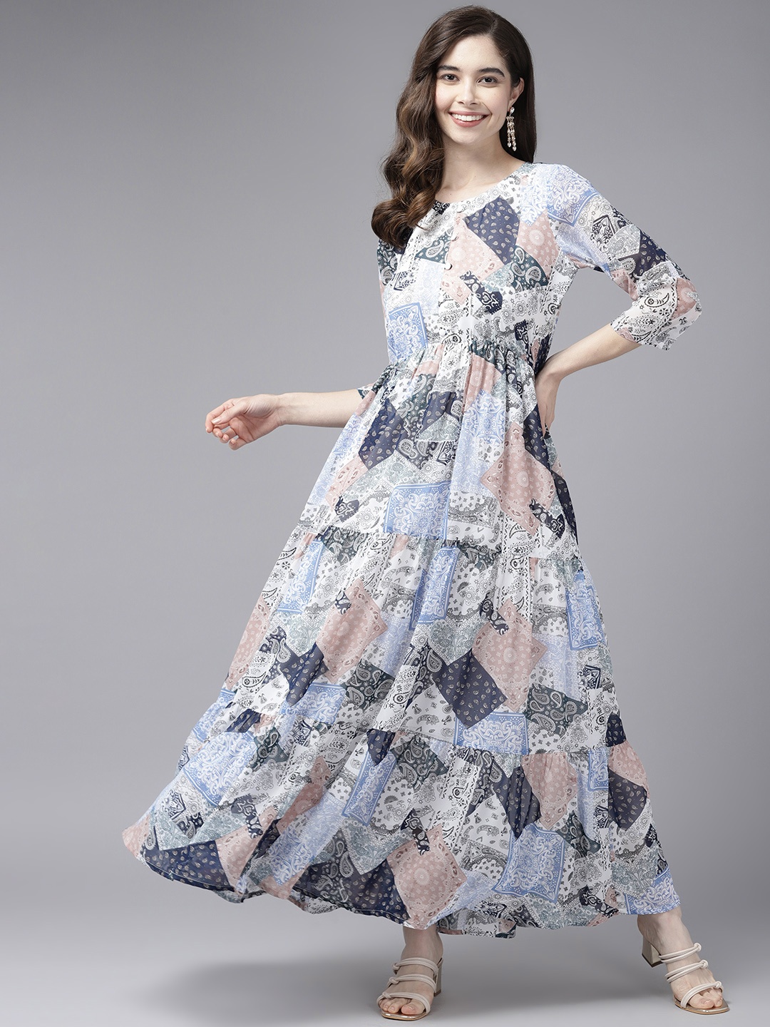 

Aarika Georgette A-Line Maxi Dress, Blue