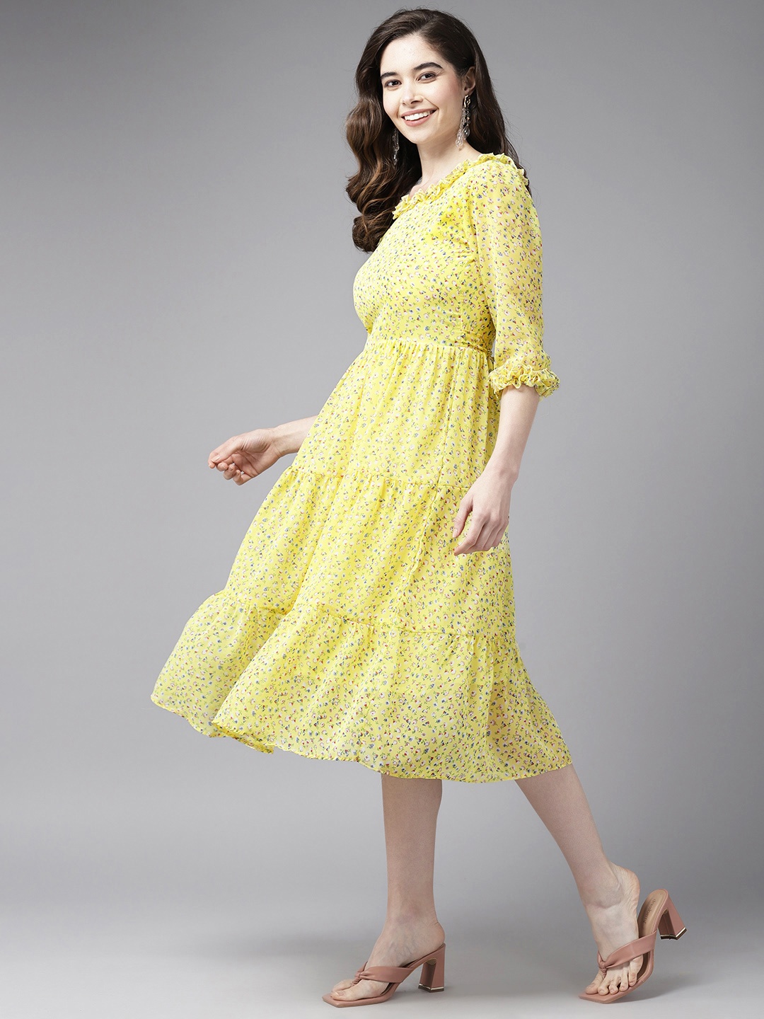 

Aarika Floral Georgette Dress, Yellow