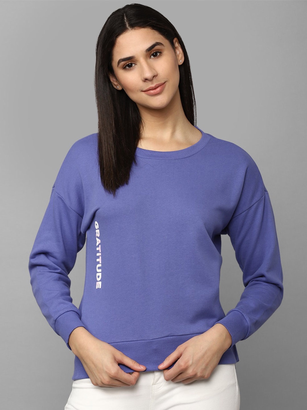 

Allen Solly Woman Round Neck Cotton Sweatshirt, Blue