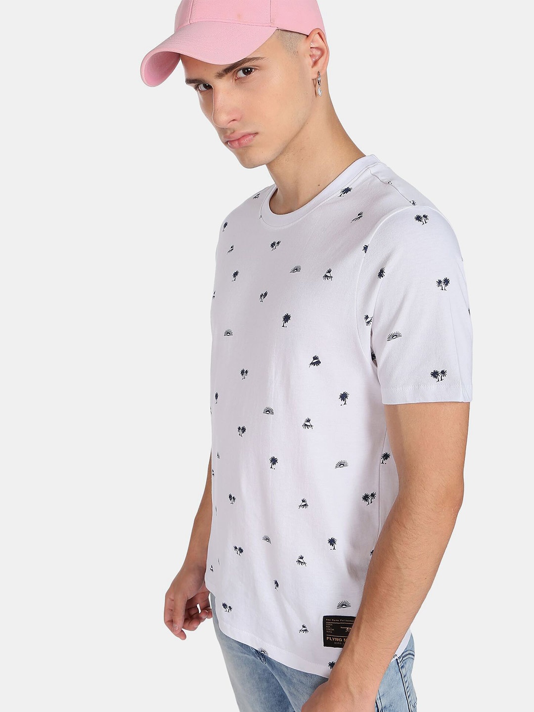 

Flying Machine Cotton Graphic Print T-Shirt, White