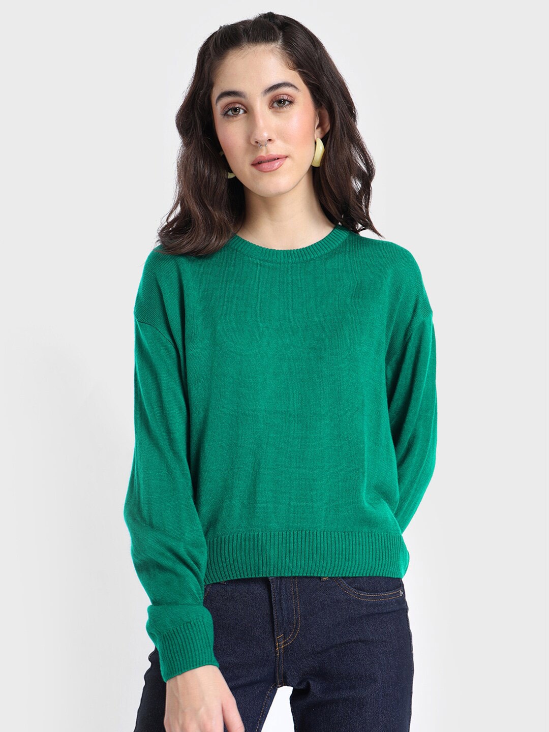 

Bewakoof Women Acrylic Pullover, Green