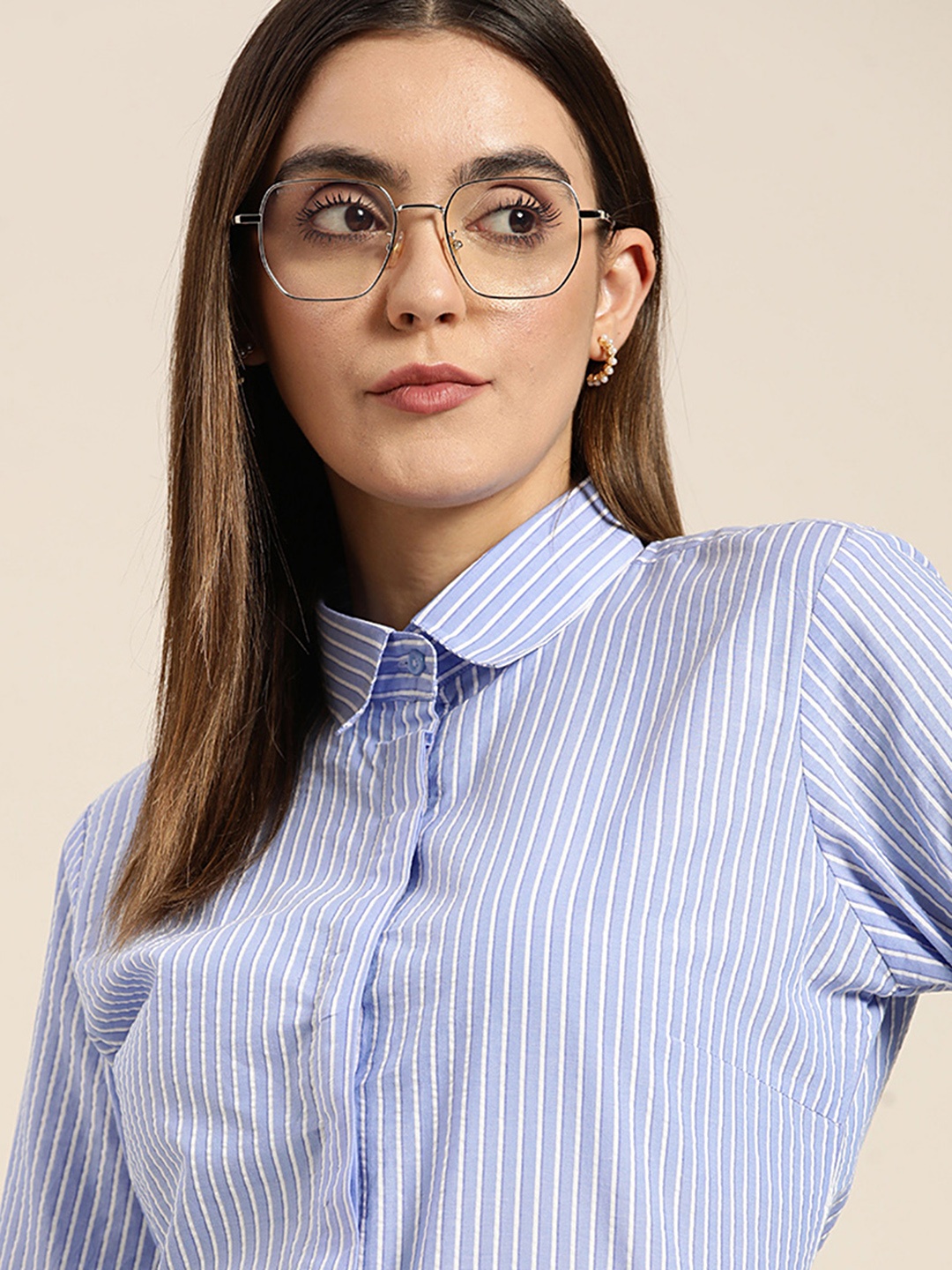 

Hancock Premium Striped Cotton Formal Shirt, Blue