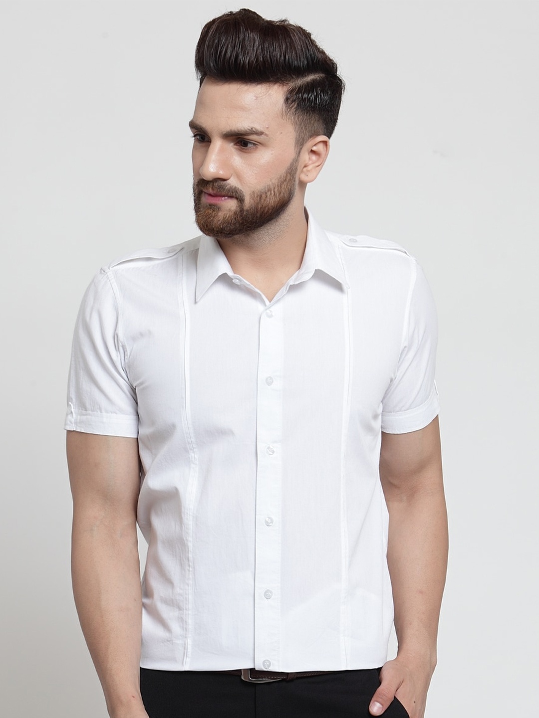 

Purple State Men Slim Fit Cotton Formal Shirt, White