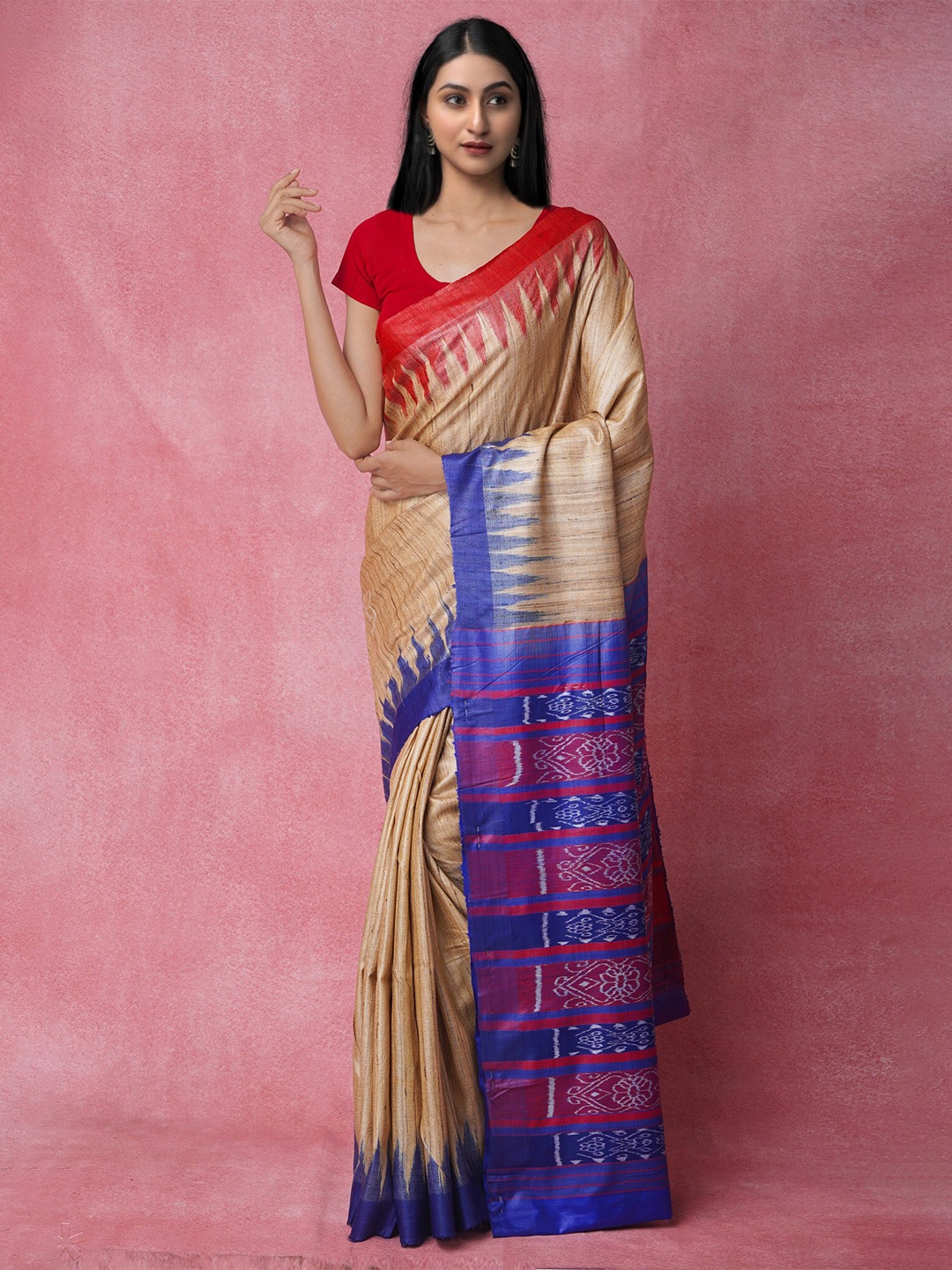 

Unnati Silks Ethnic Motifs Jute Silk Jamdani Saree, Cream