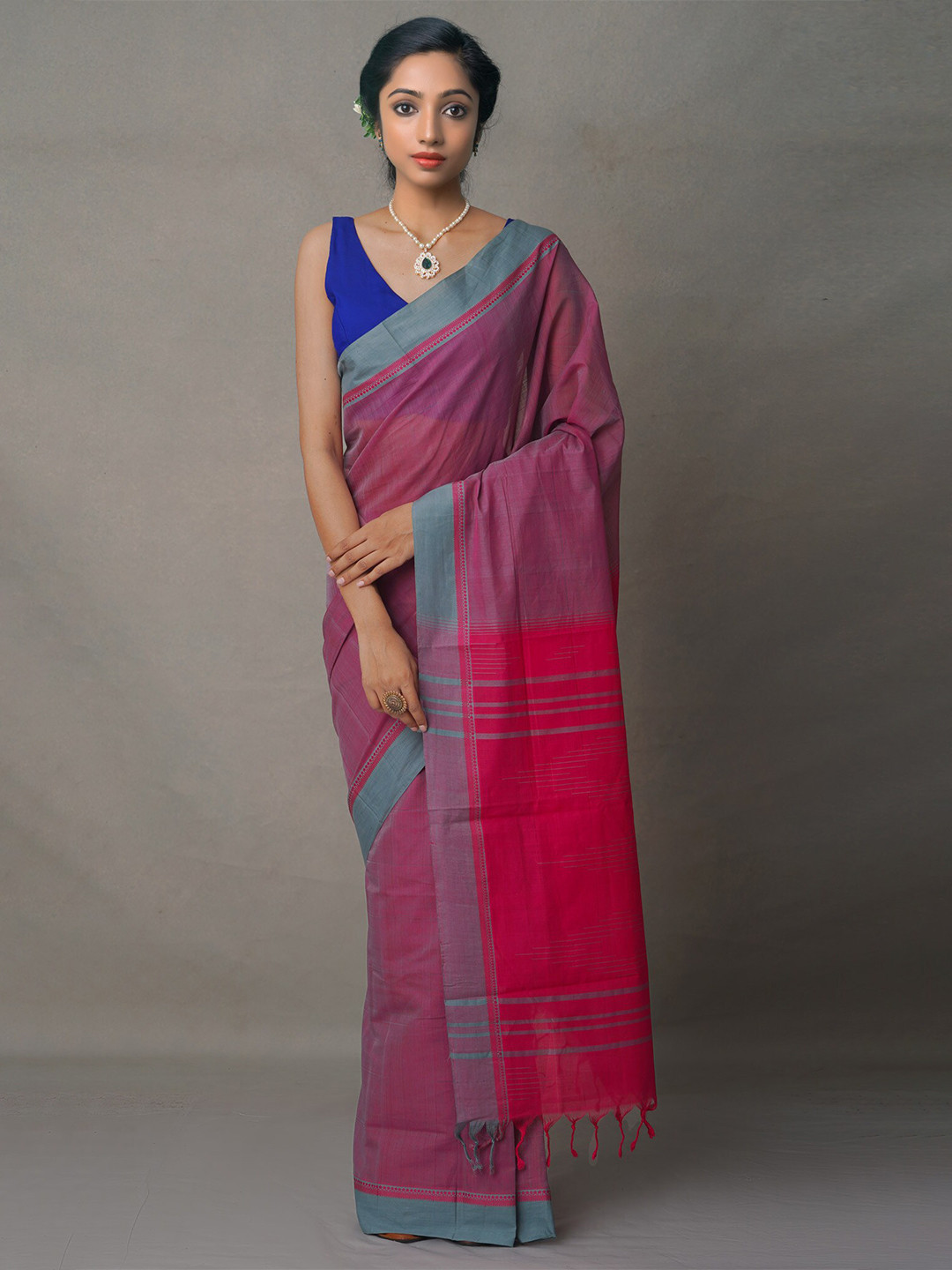 

Unnati Silks Woven Design Pure Cotton Chettinad Handloom Saree, Pink