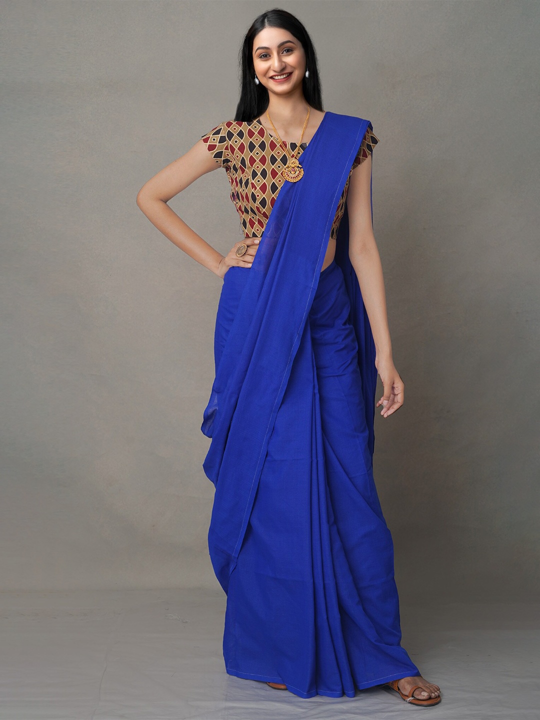 

Unnati Silks Pure Linen Jamdani Saree, Blue