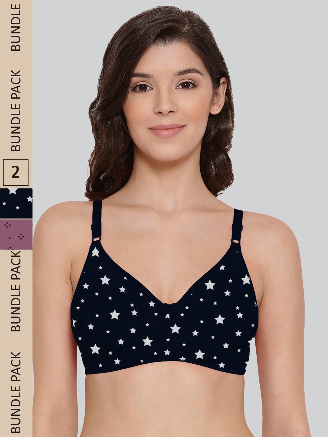 

LYRA Pack of 2 Geometric Printed Underwired Bra, Navy blue