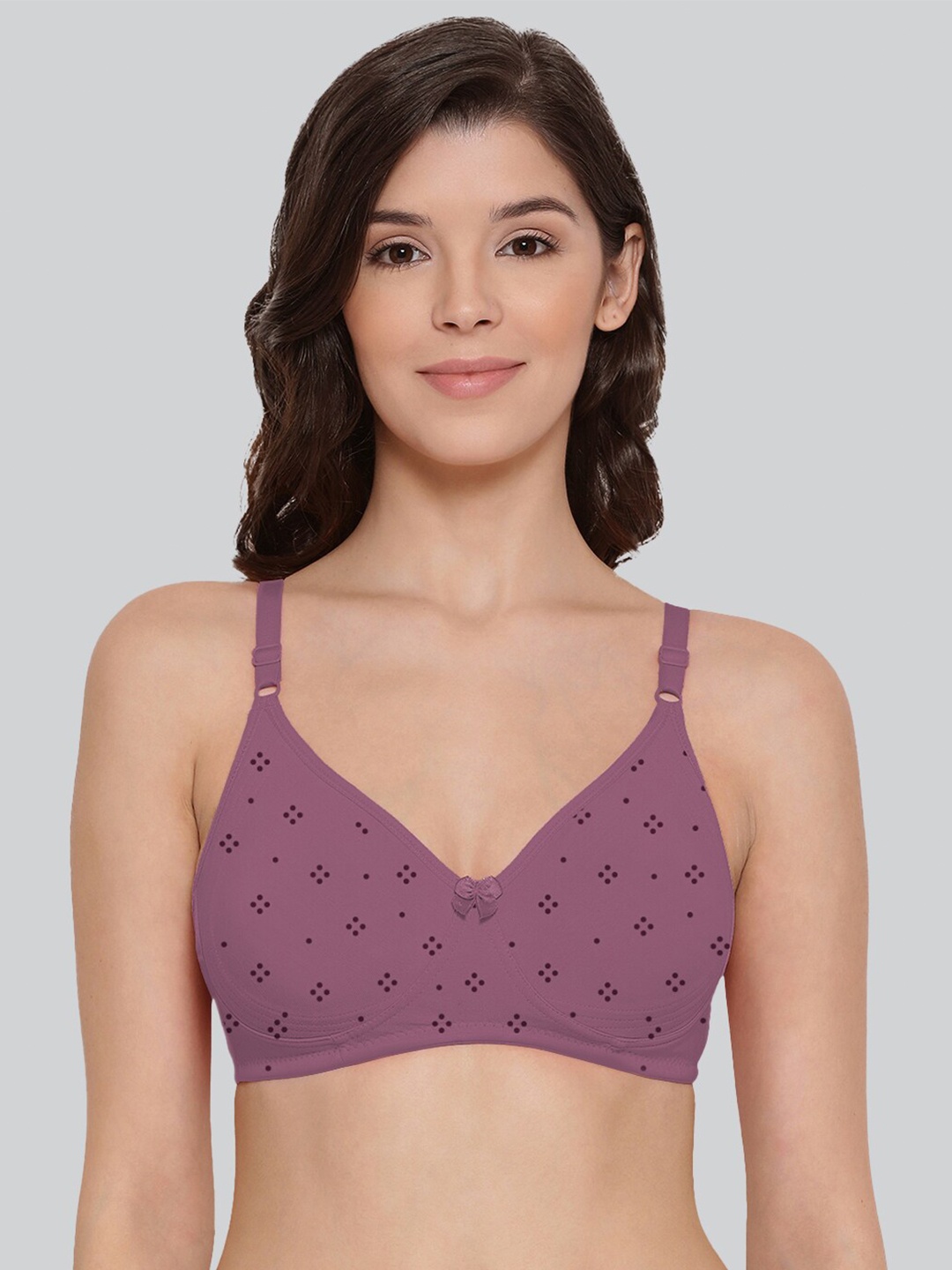 

LYRA Printed Combed Cotton Seamless Moulded Encircled Bra, Purple