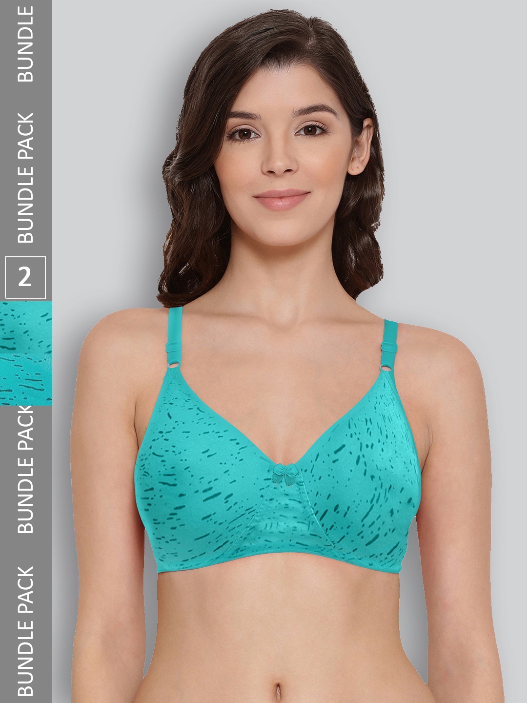 

LYRA Pack Of 2 Printed Combed Cotton Seamless Moulded Encircled Bra, Blue