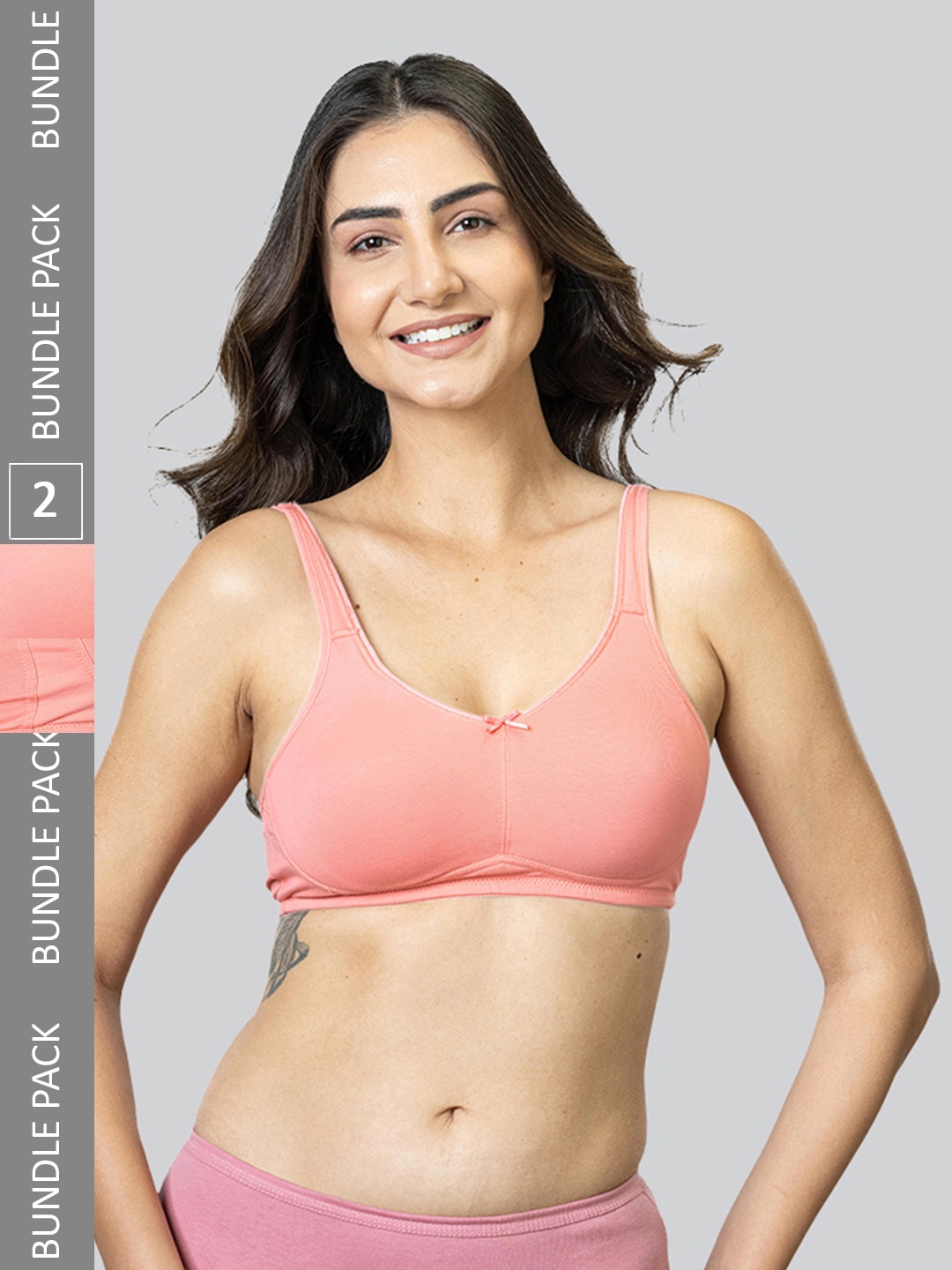 

LYRA Pack Of 2 Cotton Spandax Full Coverage Secret Support Bra, Pink