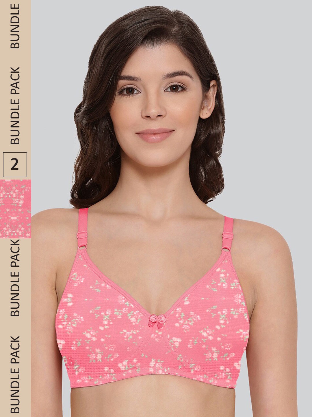 

LYRA Set of 2 Floral Underwired Anti Bacterial Cotton Bra, Pink