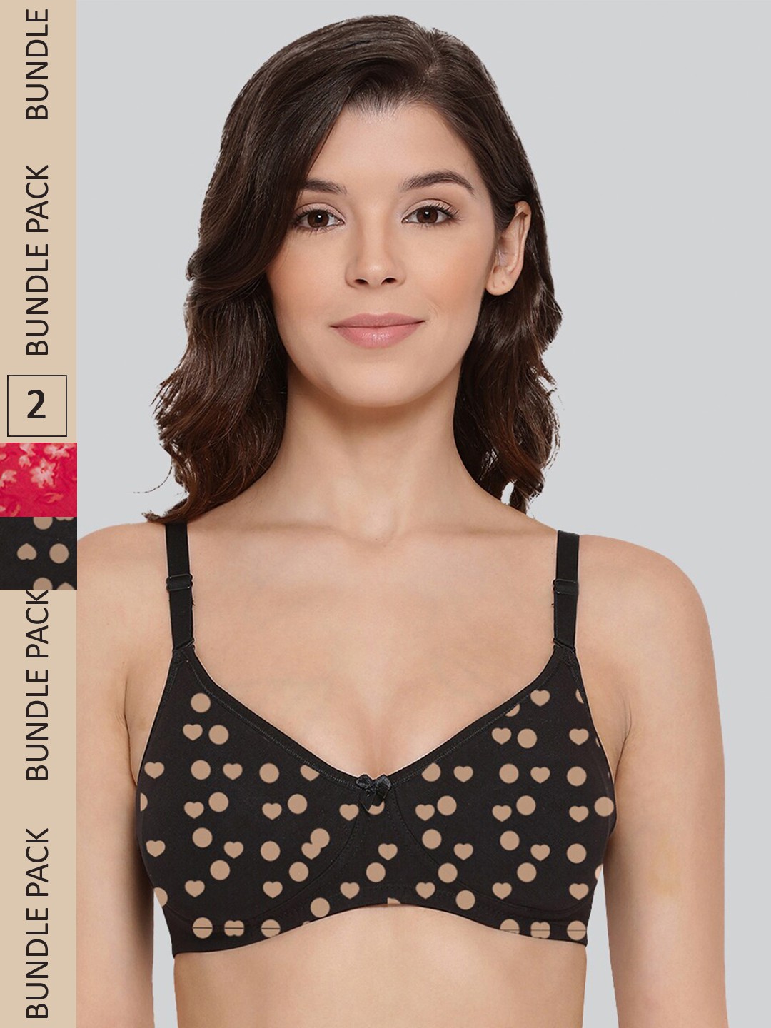 

LYRA Pack of 2 Anti Bacterial Anti Odour Seamless Underwired T-shirt Bra, Black