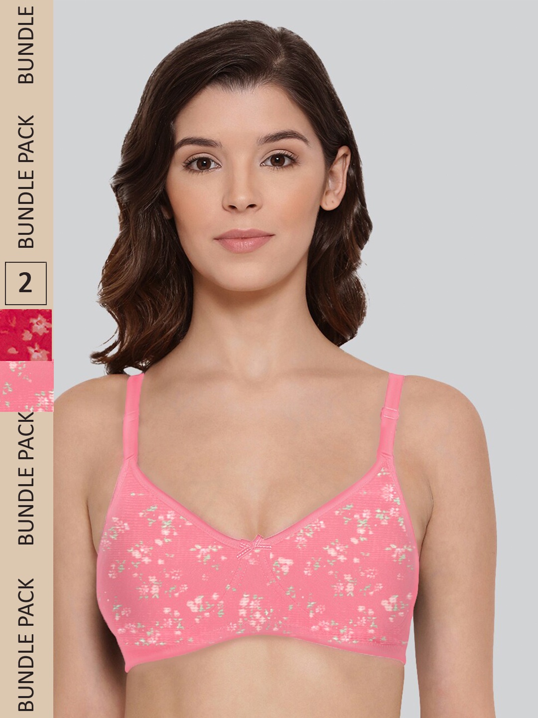 

LYRA Pack of 2 Anti Bacterial Anti Odour Seamless Underwired T-shirt Bra, Pink