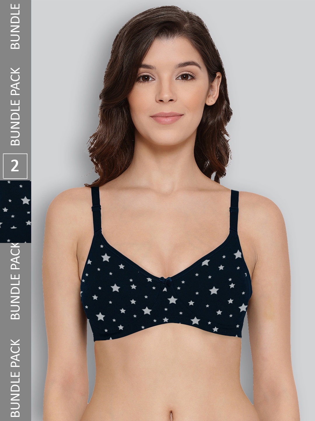 

LYRA Pack of 2 Anti Bacterial Seamless Underwired T-shirt Bra, Navy blue