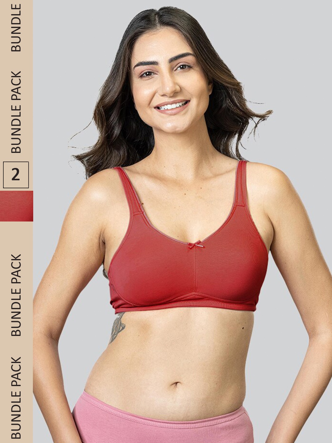 

LYRA Pack Of 2 Cotton Spandax Full Coverage Secret Support Bra, Red