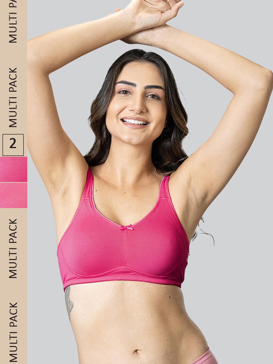 

LYRA Pack Of 2 Cotton Spandax Full Coverage Secret Support Bra, Pink