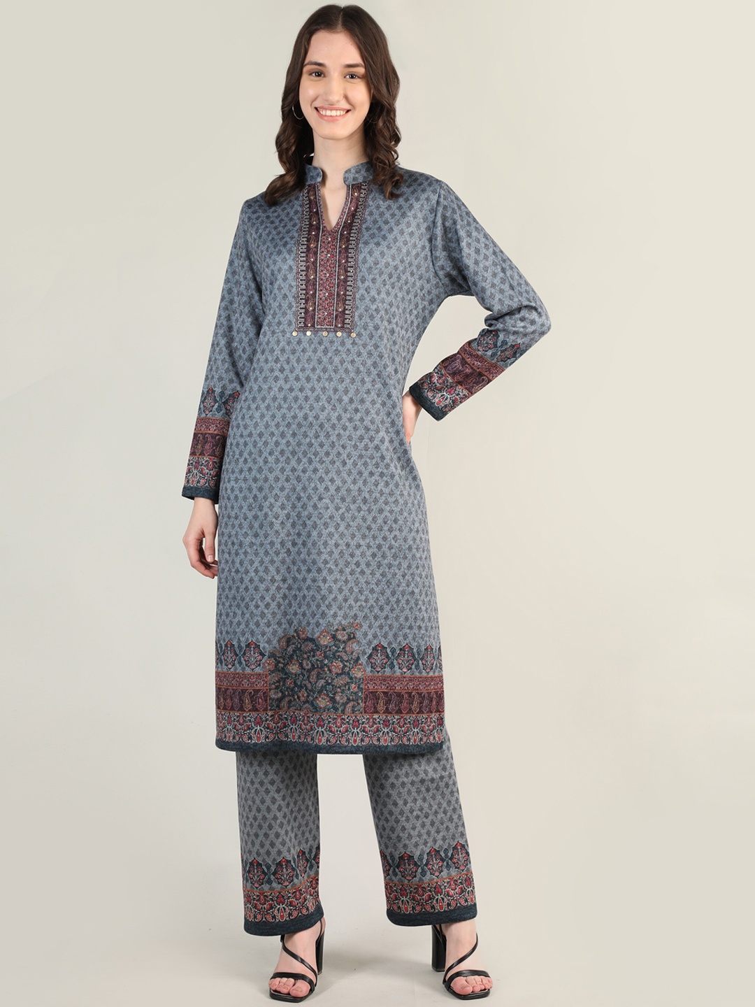 

MIKHAD Printed Kurta with Trousers & With Dupatta, Blue