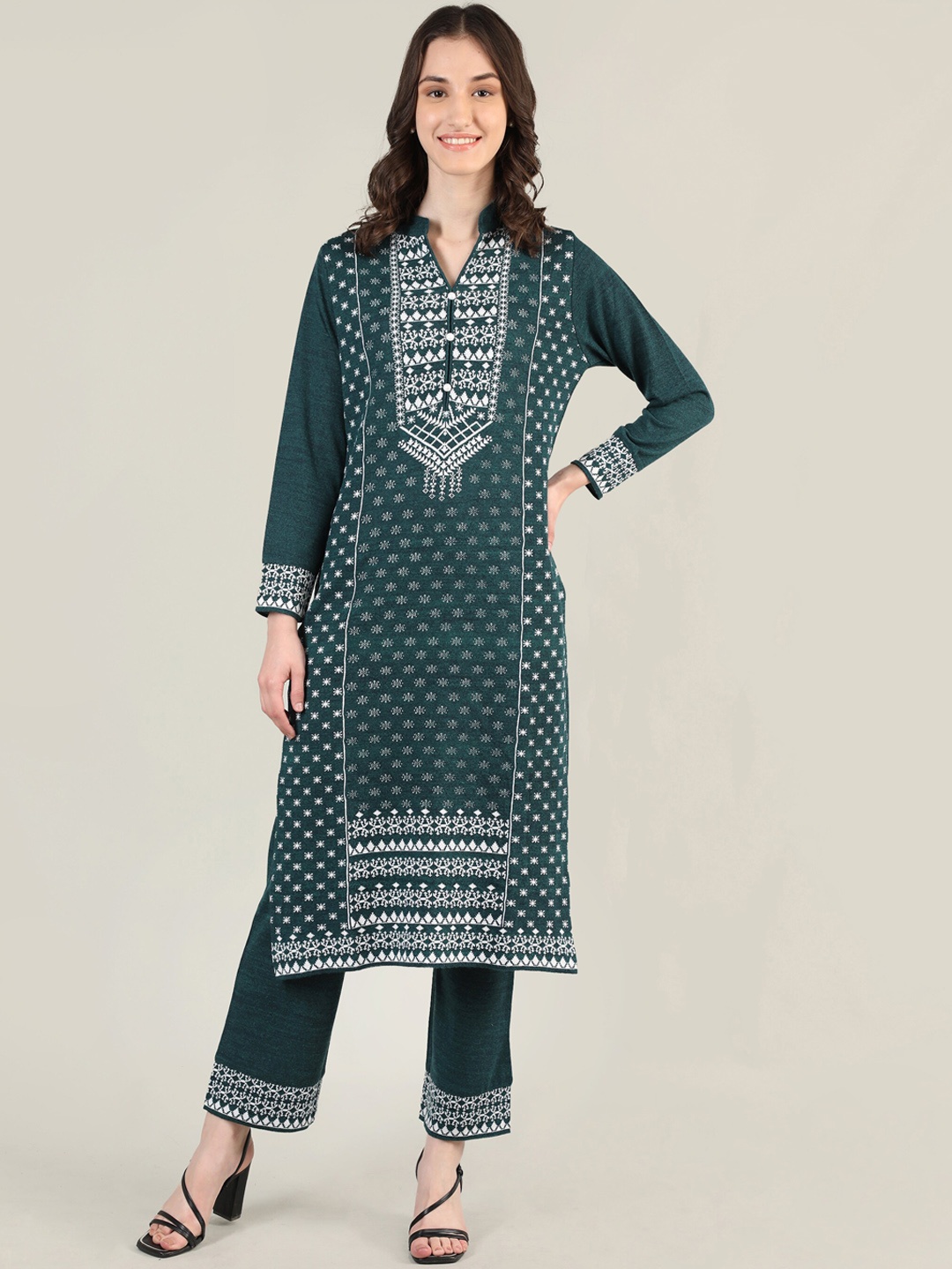 

MIKHAD Ethnic printed Kurta with Trousers, Teal