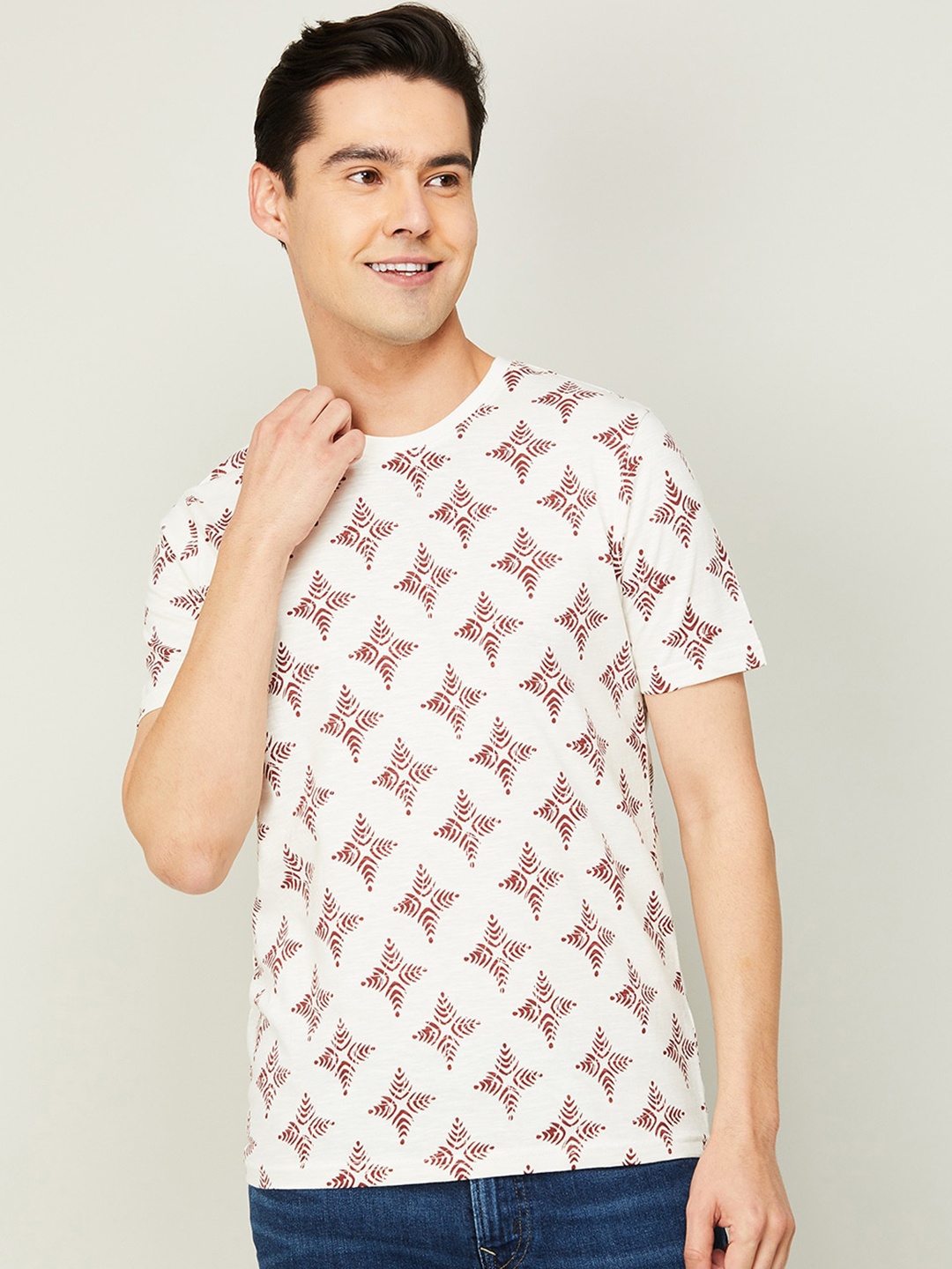 

Melange by Lifestyle Men Printed T-shirt, Off white
