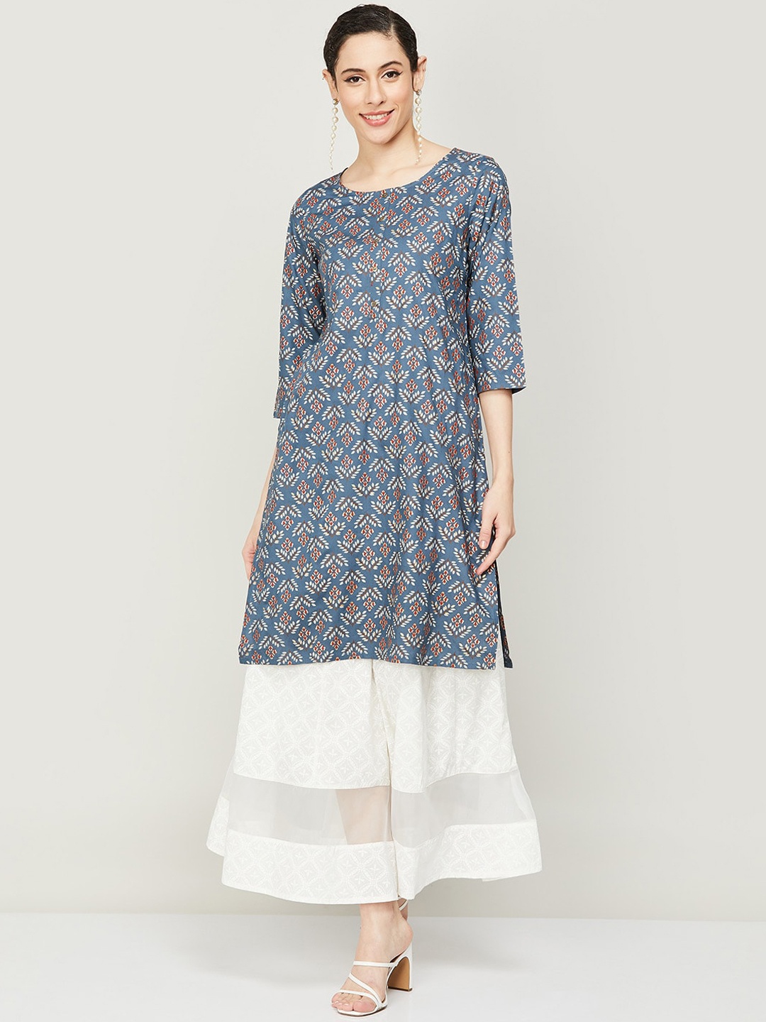 

Melange by Lifestyle Floral Printed Regular Kurta, Blue