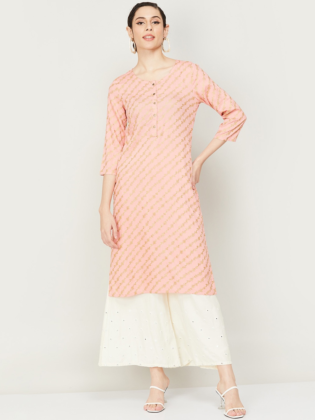 

Melange by Lifestyle Leheriya Printed Kurta, Peach