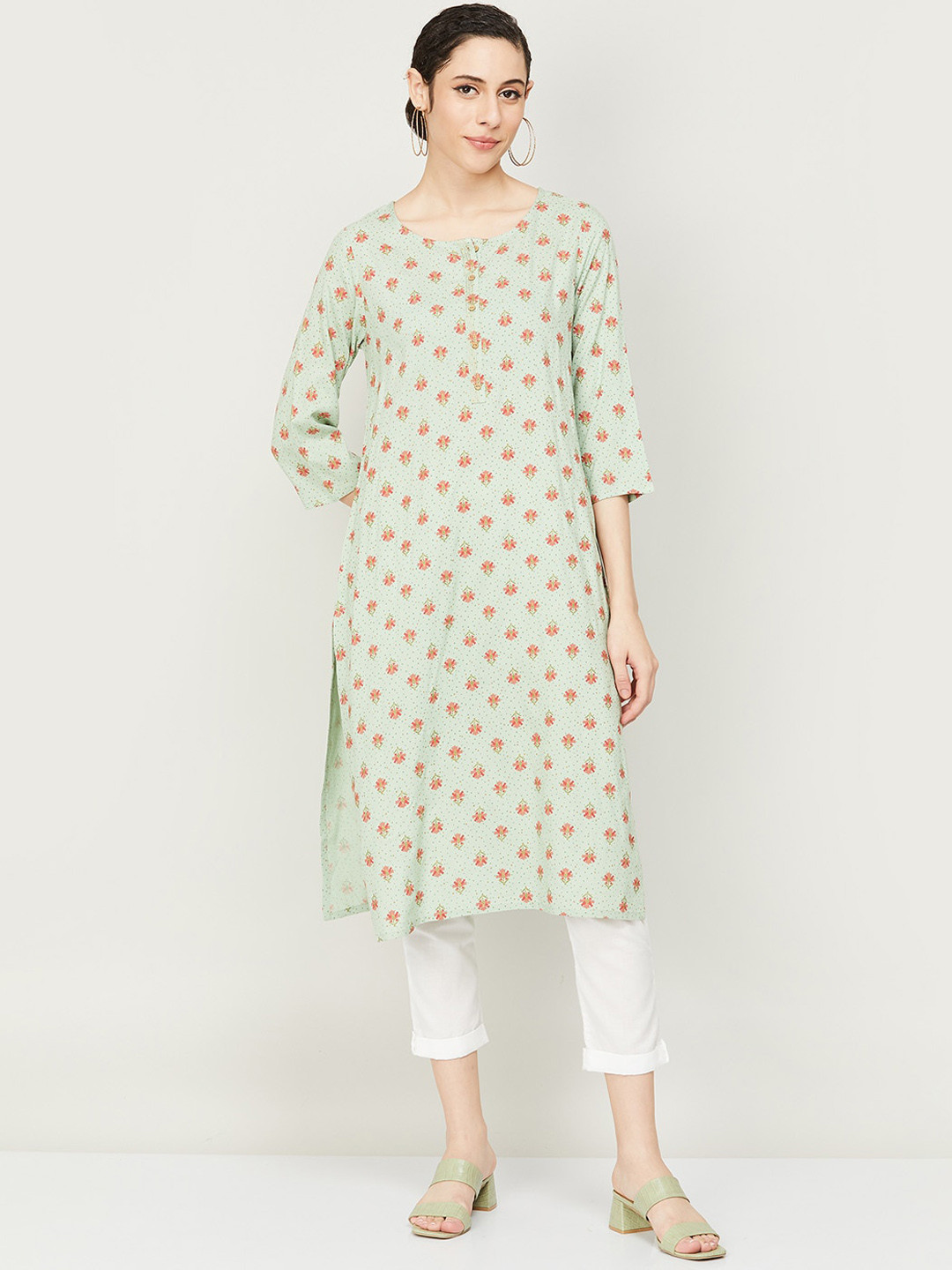 

Melange by Lifestyle Women Ethnic Motifs Printed Kurta, Green