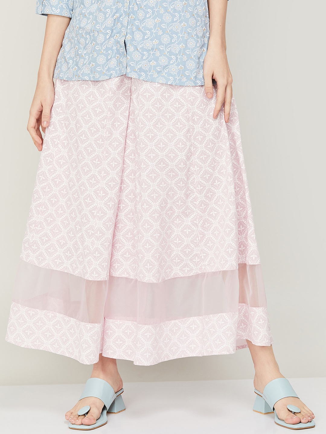 

Melange by Lifestyle Women Printed High-Rise Cotton Parallel Trousers, Pink