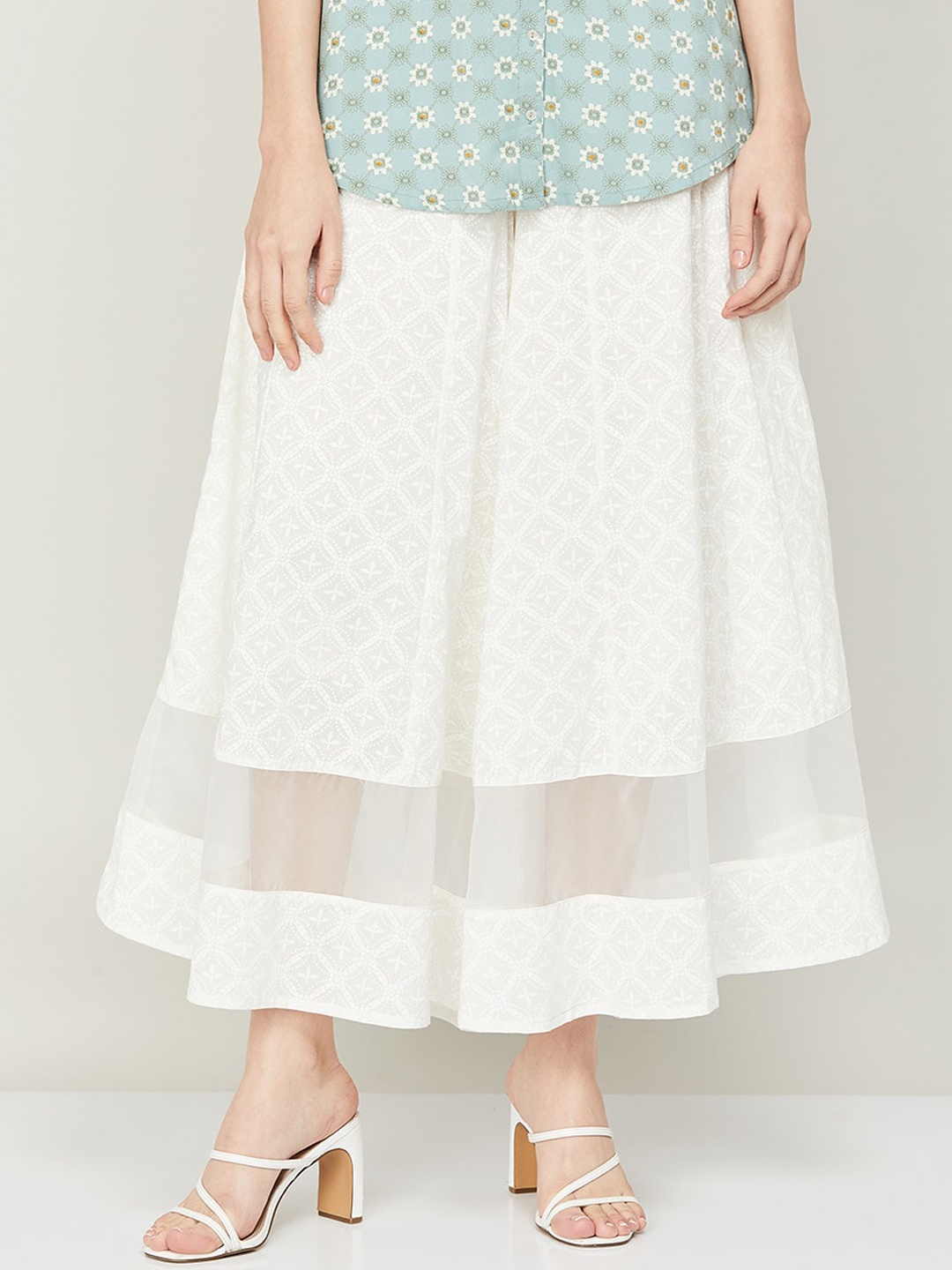 

Melange by Lifestyle Women Printed High-Rise Cotton Parallel Trousers, Off white