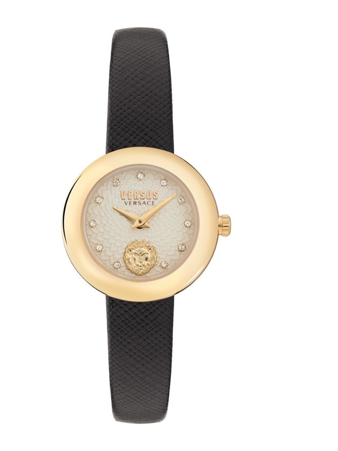 

Versus Women Brass Dial & Black Leather Straps Analogue Watch VSPZJ0221, White