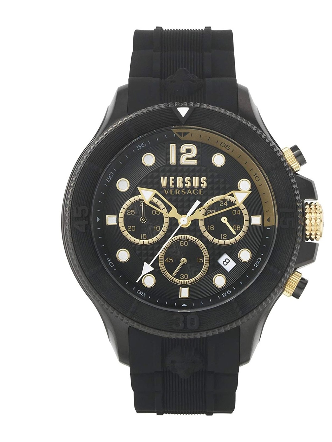 

Versus Men Black Brass Dial & Black Leather Textured Straps Analogue Watch