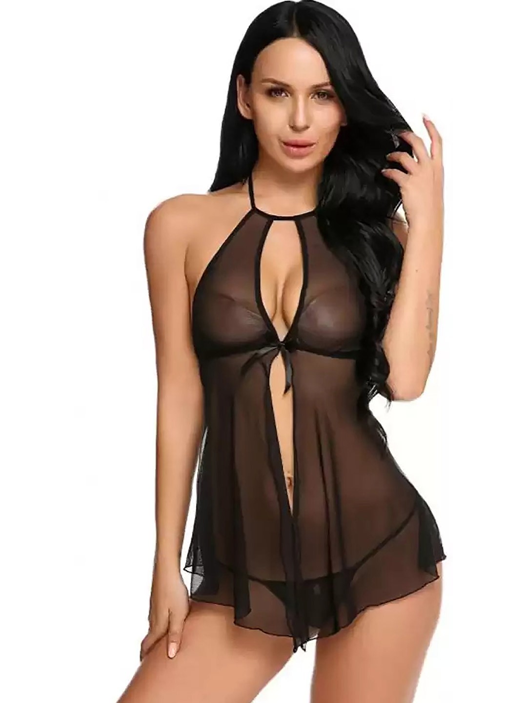 

AROUSY Net High-Low Baby Doll, Black