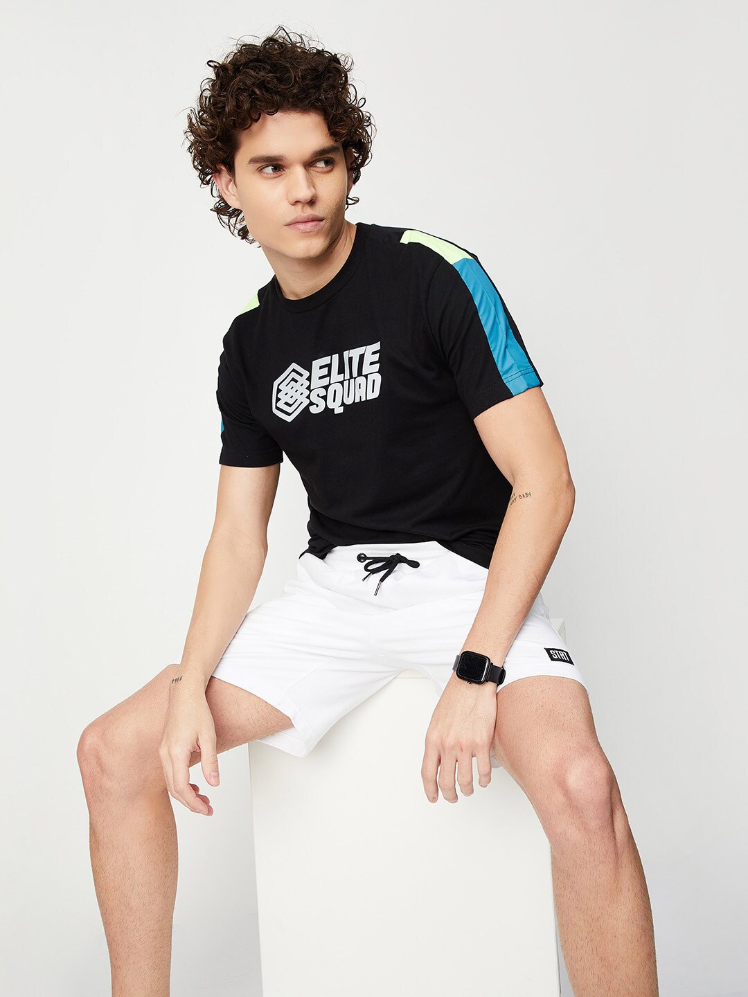 

max Men Typography Printed T-shirt, Black