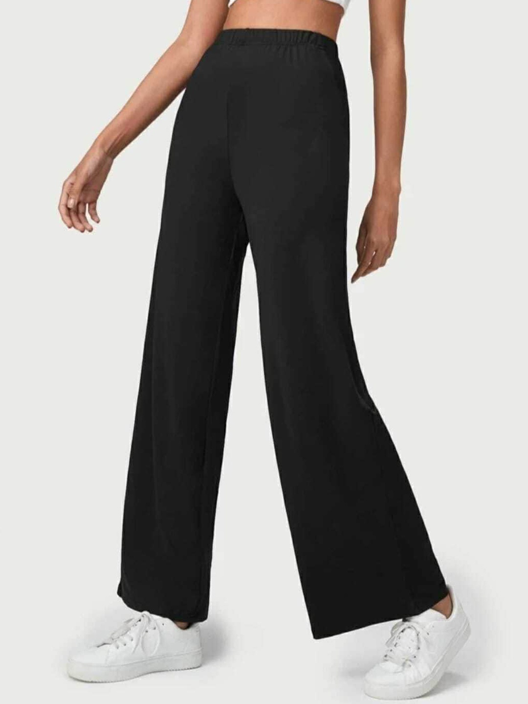 

Next One Women Relaxed Straight Leg Flared High-Rise Easy Wash Trousers, Black