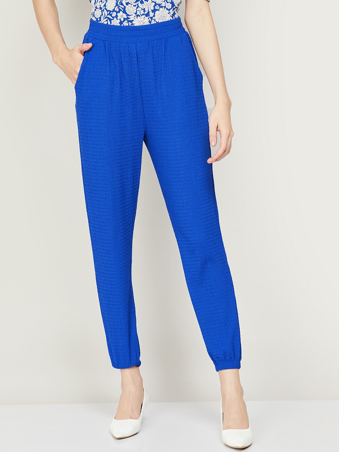 

Fame Forever by Lifestyle Women Navy Blue Slim Fit High-Rise Trousers
