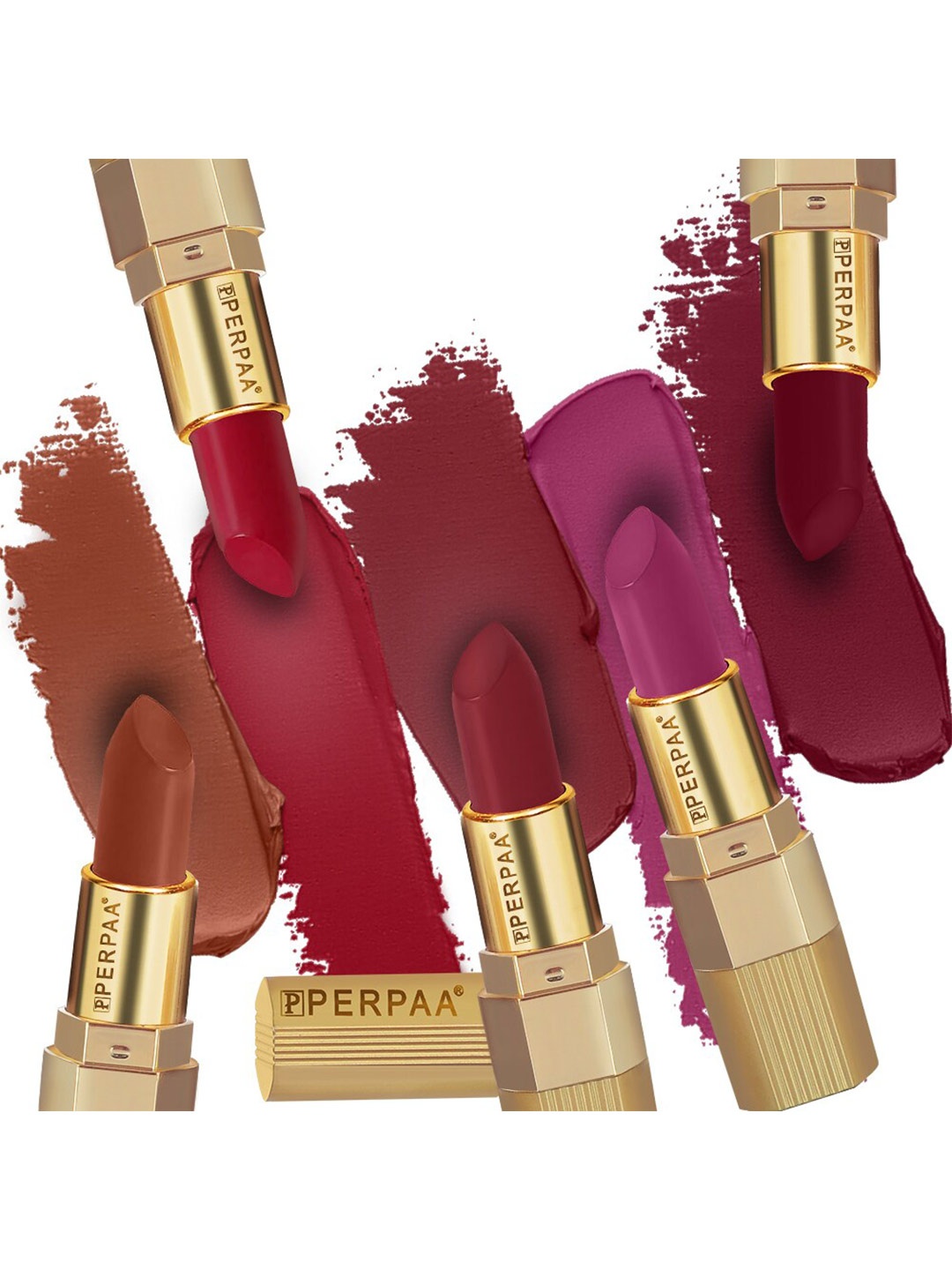 

PERPAA Set of 5 Xpression Waterproof & Lightweight Matte Lipstick - 3.5 g each, Multi