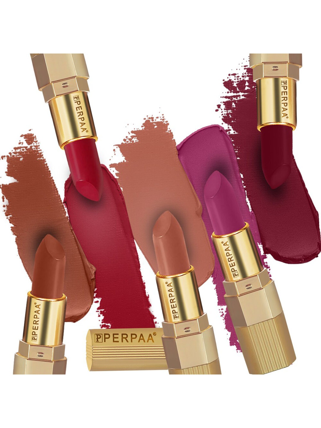 

PERPAA Set of 5 Xpression Waterproof & Lightweight Matte Lipstick - 3.5 g each, Multi