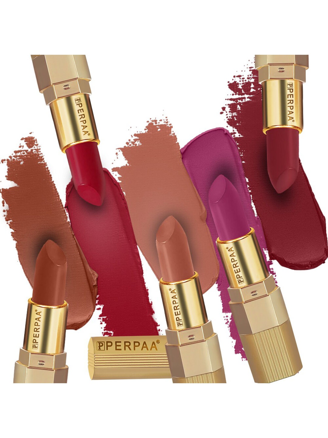 

PERPAA Set of 5 Xpression Waterproof & Lightweight Matte Lipstick - 3.5 g each, Multi