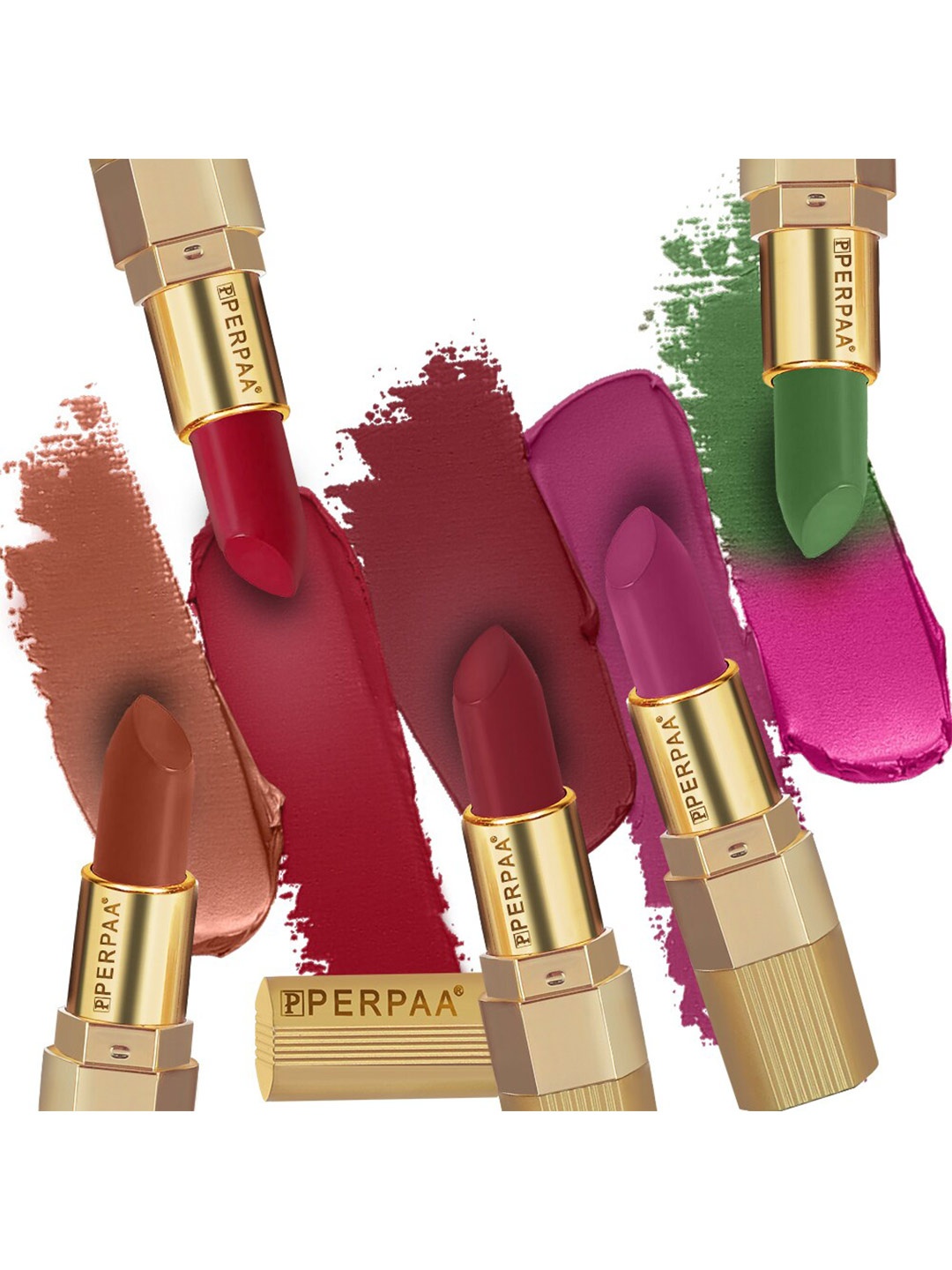 

PERPAA Set of 5 Xpression Waterproof & Lightweight Matte Lipstick - 3.5 g each, Multi