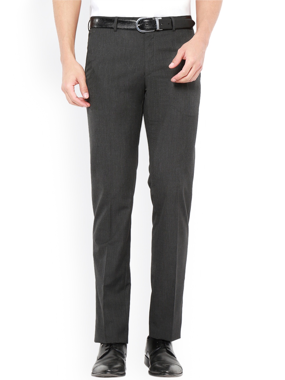 

Van Heusen Men Grey Slim Fit Solid Trousers