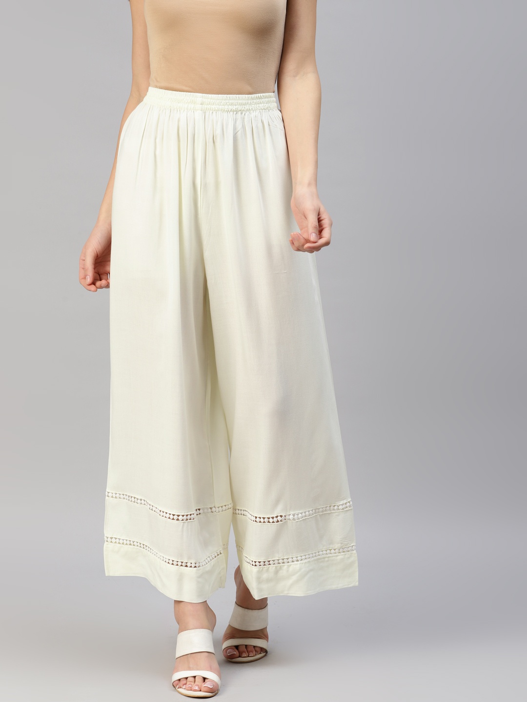

Readiprint Women Ethnic Palazzos, Cream