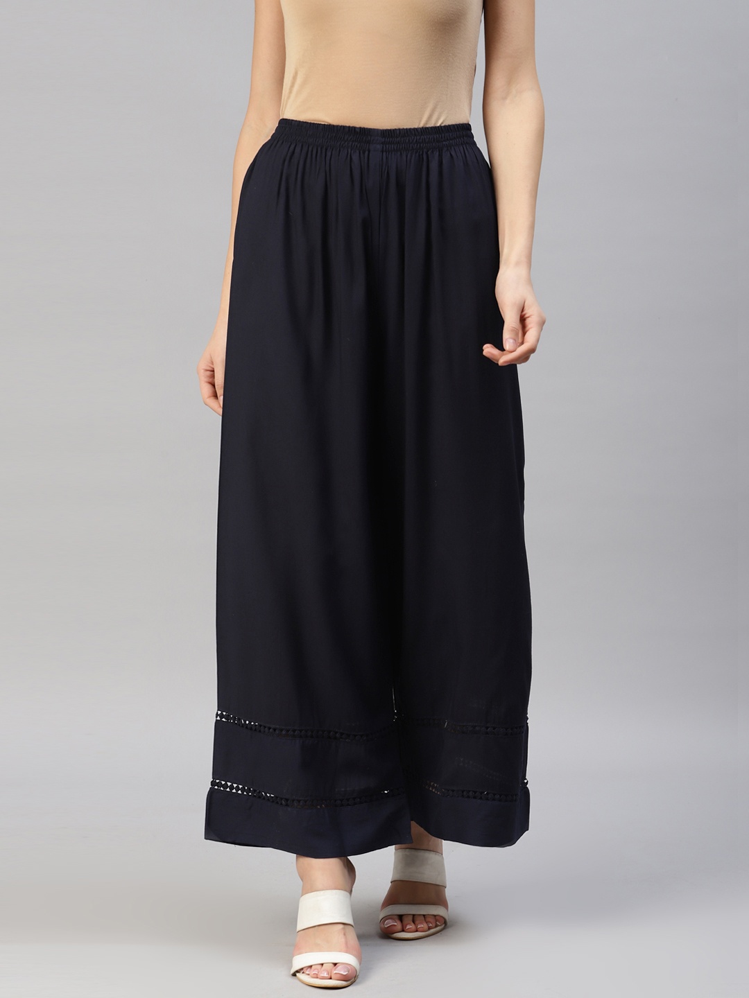 

Readiprint Women Solid Ethnic Palazzos, Navy blue