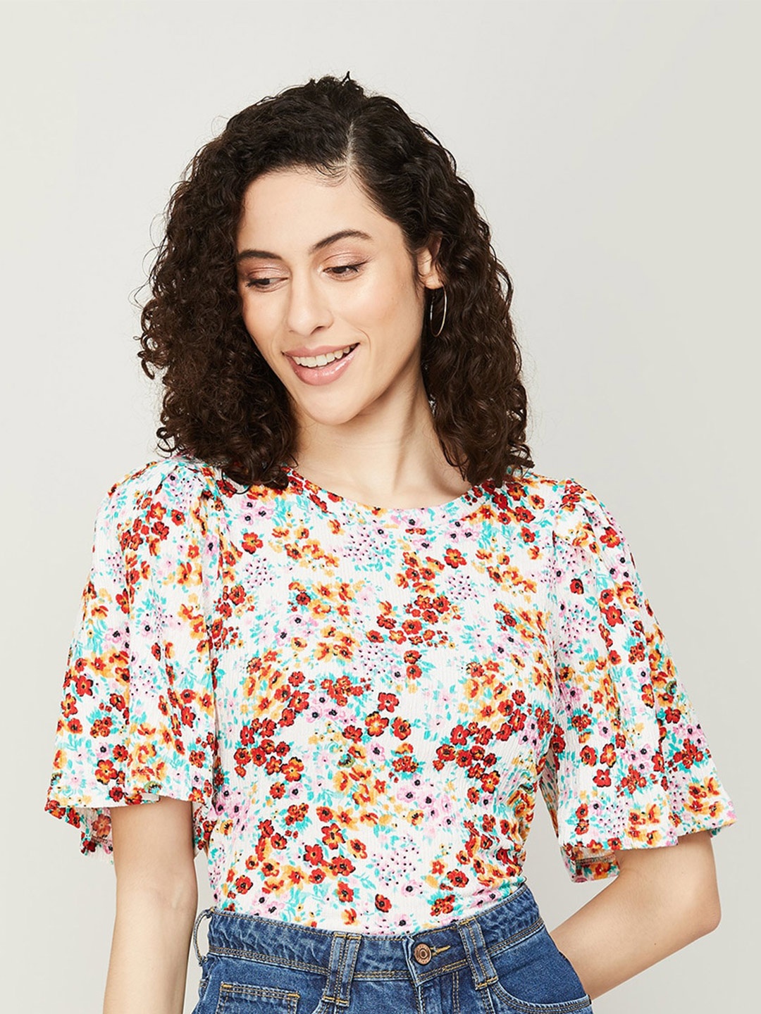 

CODE by Lifestyle Floral Print Top, White