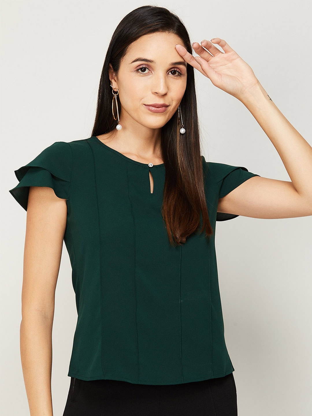 

CODE by Lifestyle Keyhole Neck Top, Green