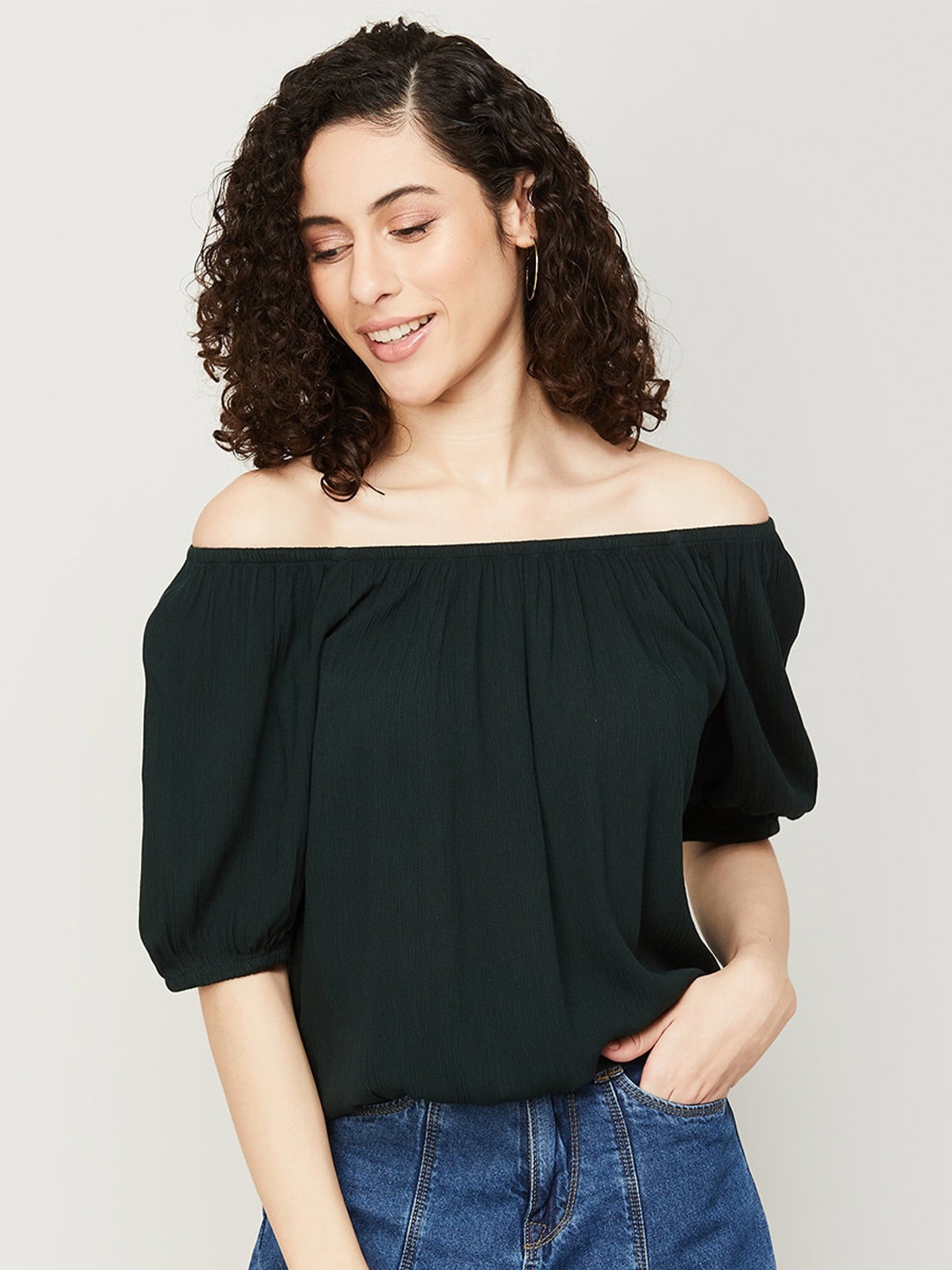 

Fame Forever by Lifestyle Off-Shoulder Bardot Top, Green