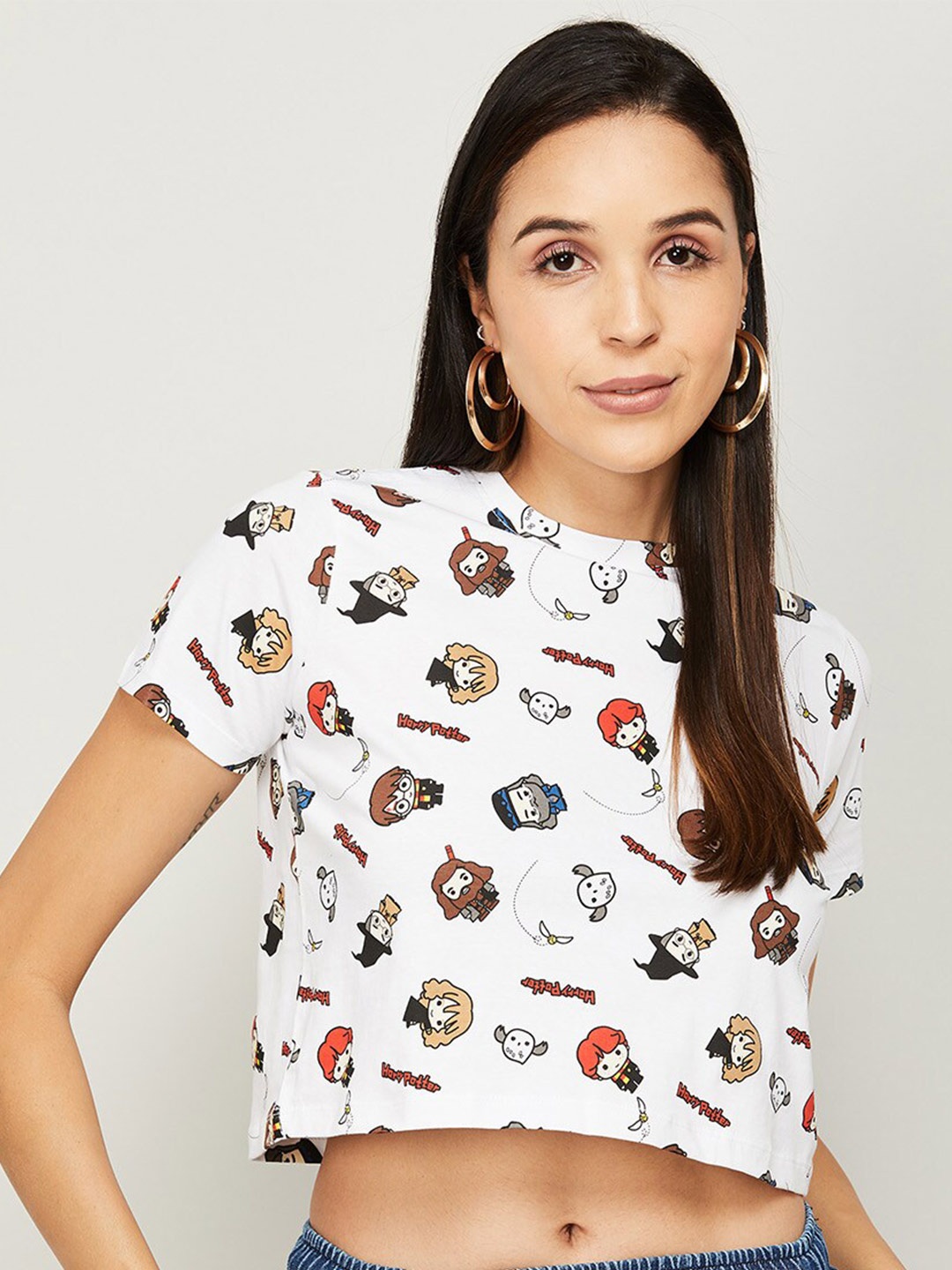 

Ginger by Lifestyle Printed Pure Cotton Crop Top, White