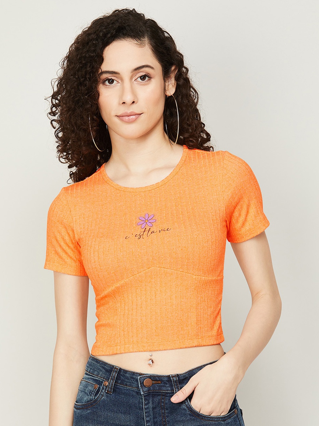 

Ginger by Lifestyle Floral Print Crop Top, Orange
