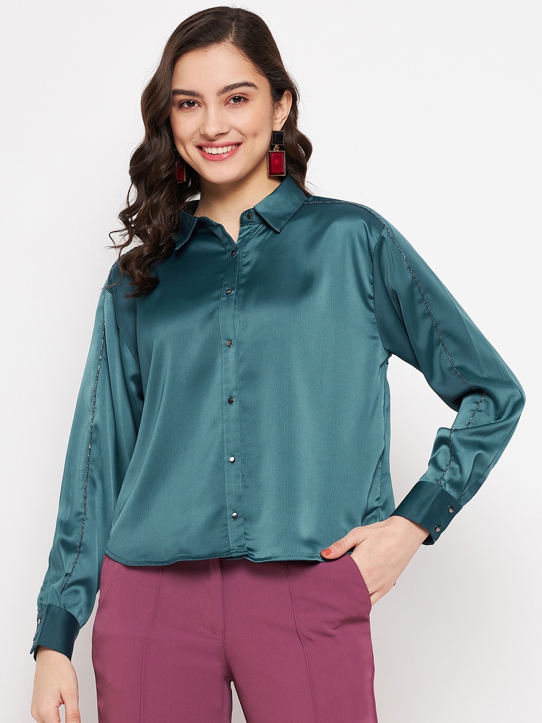 

Madame Spread Collar Casual Shirt, Blue